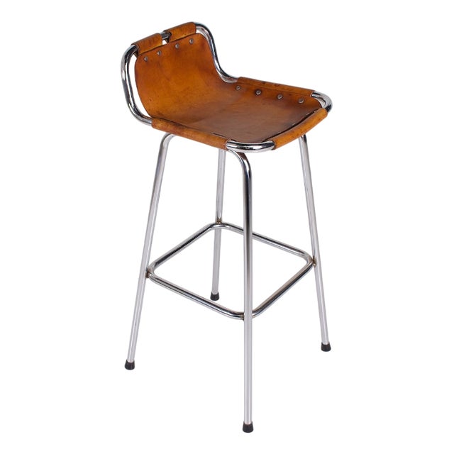 Vintage Leather Bar Stool, 1970s For Sale