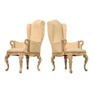 Pair of Country French Provincial Wingback Bergère Armchairs For Sale
