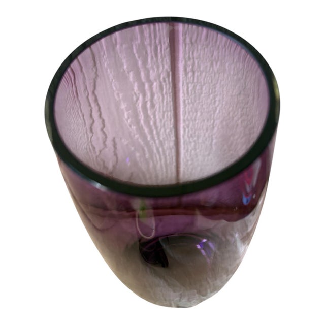 Glass Vintage Amethyst Purple Polish Art Glass Vase, Attributed to Krosno For Sale - Image 7 of 9