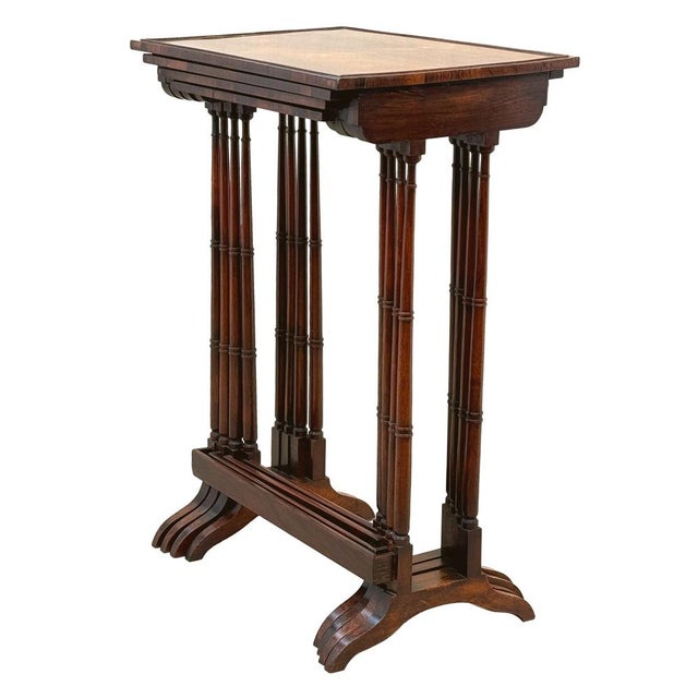 Early 19th Century Antique Regency Rosewood Quartetto Nesting Tables, 1825, Set of 4 For Sale - Image 5 of 16