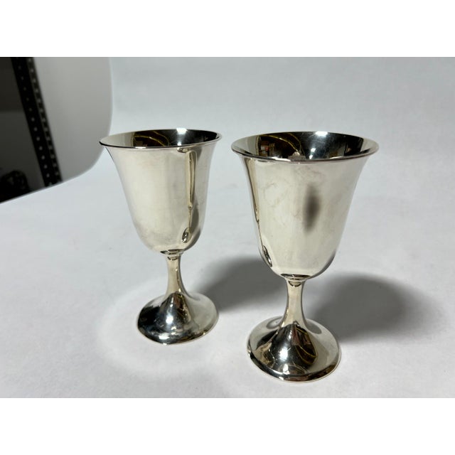 Metal Pair of Vintage Mid-Century Modern Sterling Silver Goblets For Sale - Image 7 of 7