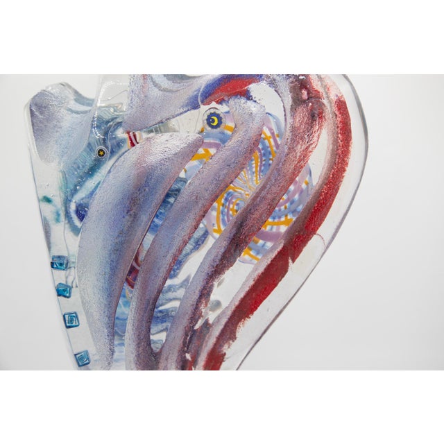 Abstract Late 20th Century Susan Gott Abstract Studio Art Glass Sculpture on Ebonized Base 19" For Sale - Image 3 of 9