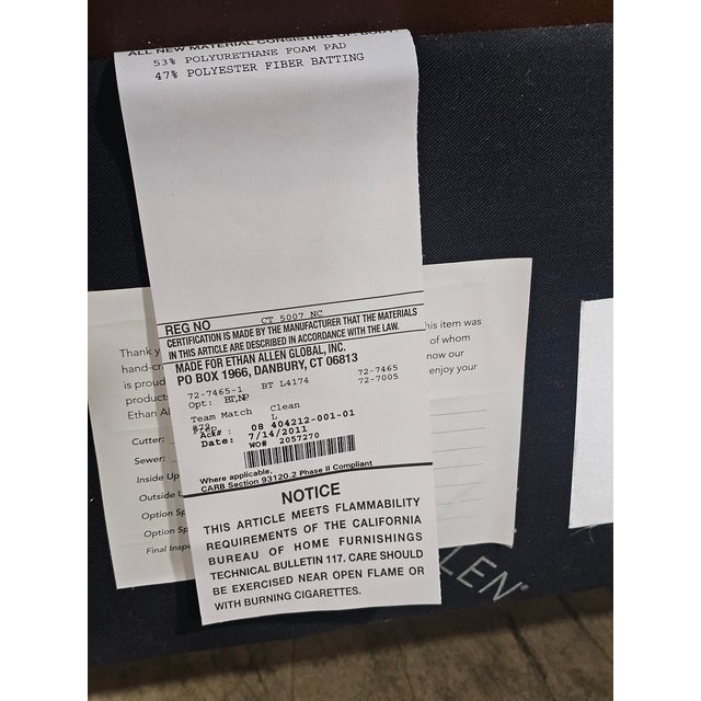 Ethan Allen Tufted Brown Leather Upholstered Queen Size Bed Frame For Sale - Image 13 of 15