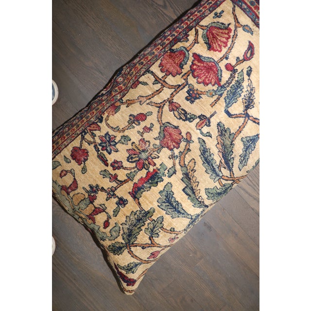 Large Antique Teheran Rug Pillow For Sale - Image 4 of 4