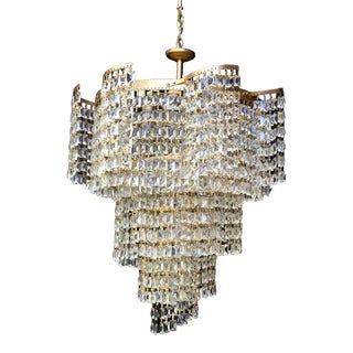 Vintage Art Deco Retro 80s Crystal Chandelier For Sale