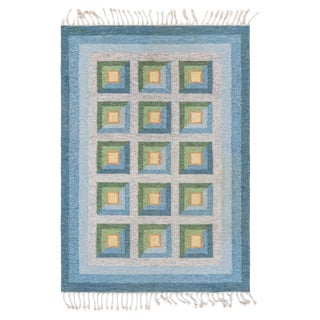 Doris Leslie Blau Vintage Swedish Flat Woven Rug by Alice Walleback For Sale