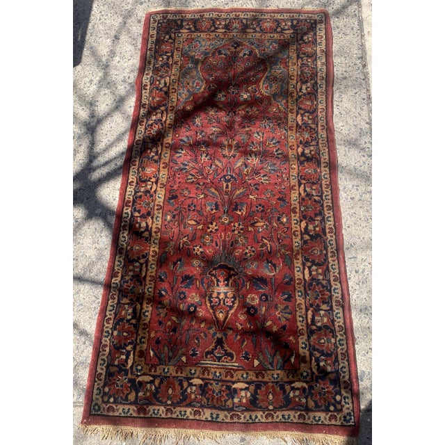 1920s, Handmade Antique Persian Sarouk Prayer Rug 2.1' X 4.3' For Sale - Image 4 of 9