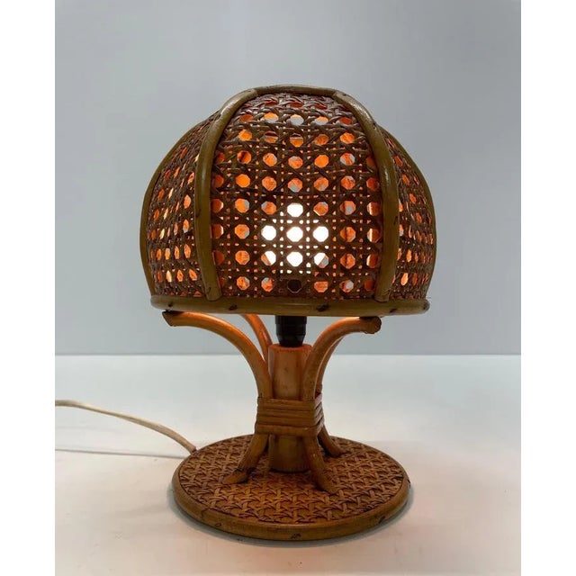 Mid-Century Italian Wicker & Rattan Table Lamp, 1960s For Sale - Image 6 of 18