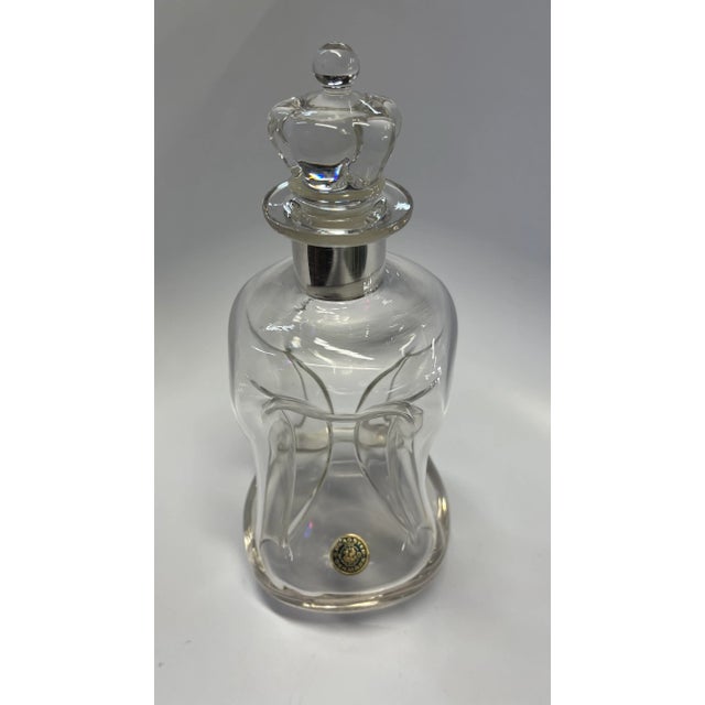 Rare vintage mid century decanter Holmegaard E. Dragster Denmark with sterling silver band