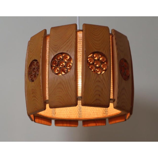 Swedish Pine Pendant Lamp with Chipboard Decorations, 1960s For Sale - Image 10 of 12