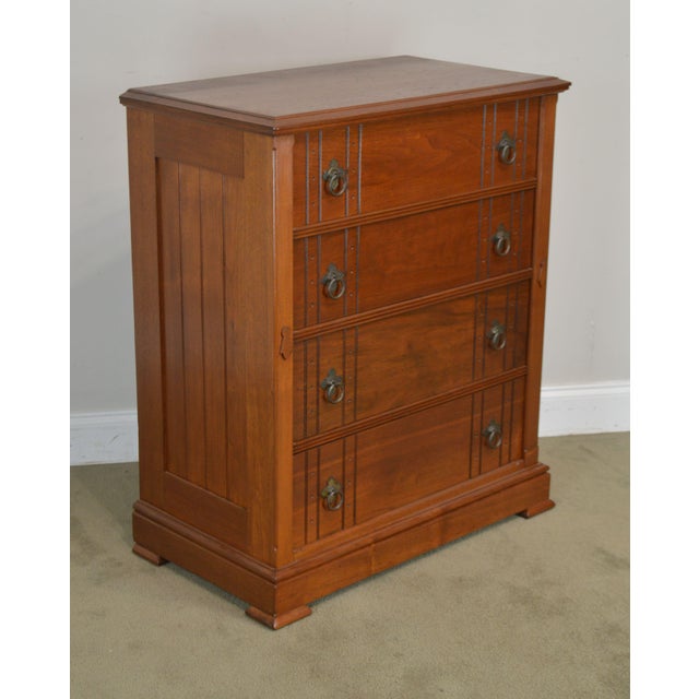 Antique Victorian Walnut Eastlake 4 Drawer Lock Side High Chest