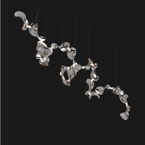 Dune 20 Spiral Pendant Light in Silver Anodized Aluminum by Moss Objects For Sale - Image 6 of 18