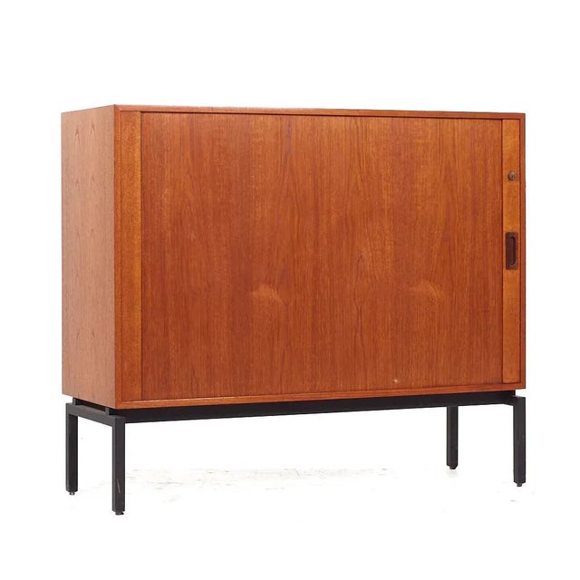 Mid Century Danish Teak Tambour Door Credenza - Pair For Sale In Chicago - Image 6 of 12