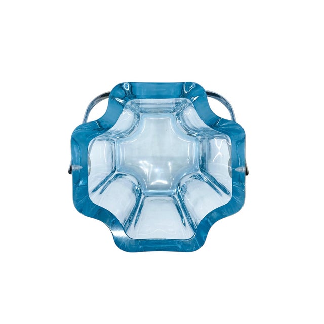 Stunning & extremely heavy Strömberg ice blue crystal ice bucket. Handle is easily removed for cleaning. In wonderful...