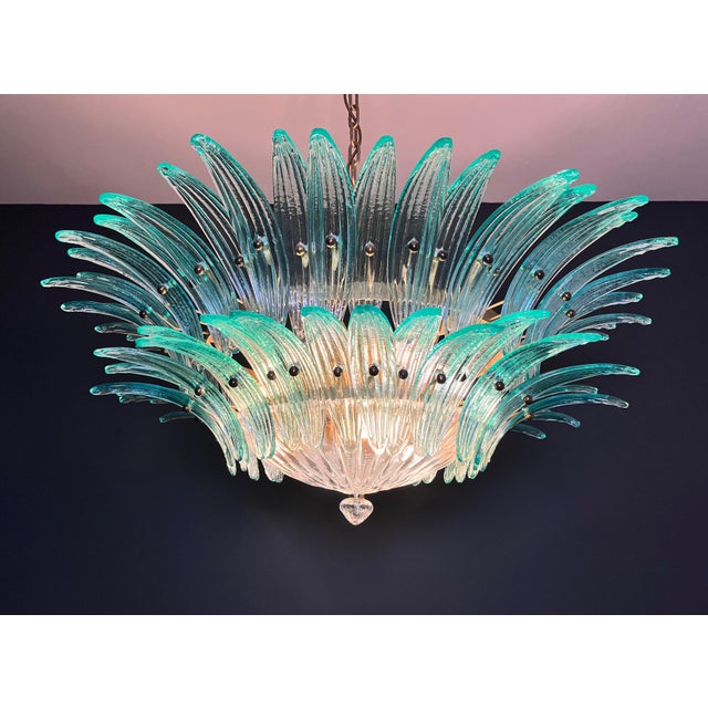 Vintage Murano Chandelier with 82 Turquoise Glasses, 1990s For Sale - Image 15 of 18