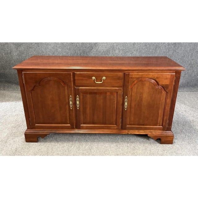Vintage Ethan Allen Georgian Court Solid Cherry China Cabinet or Buffet For Sale - Image 12 of 18