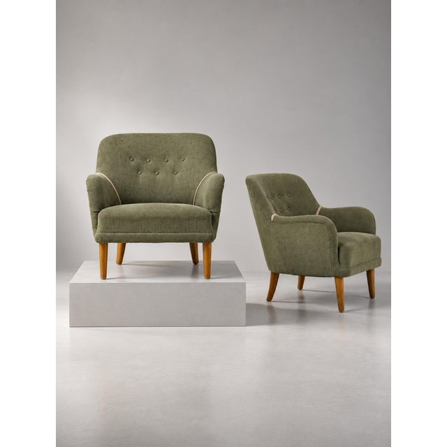 Green Swedish Modern Lounge Chairs, 1940s, Set of 2 For Sale - Image 8 of 8