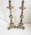 French Provincial Large Antique Celadon Green & Gilded Candlestick Table Lamps -a Pair For Sale - Image 3 of 13