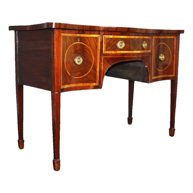 Period Antique English Mahogany Hepplewhite Serpentine Sideboard For Sale