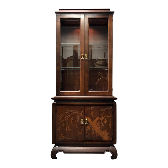 Broyhill Asian Style Chinoiserie Curio Cabinet Chairish