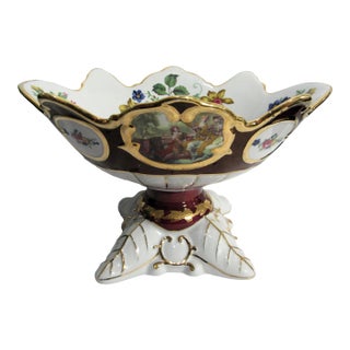 European Design Vintage Fragonard Pedestal Bowl Porcelain For Sale