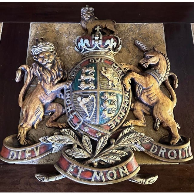 Early 20th Century Large English British Plaster Royal Coat of Arms Wall Plaque For Sale - Image 13 of 18