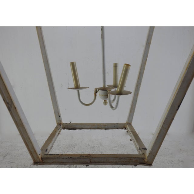 French French White Cast Iron Lantern Chandelier For Sale - Image 3 of 11