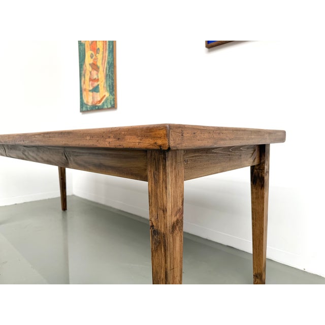 Farmhouse Table in Beechwood with Tapered Legs, France, 1970s For Sale - Image 14 of 18