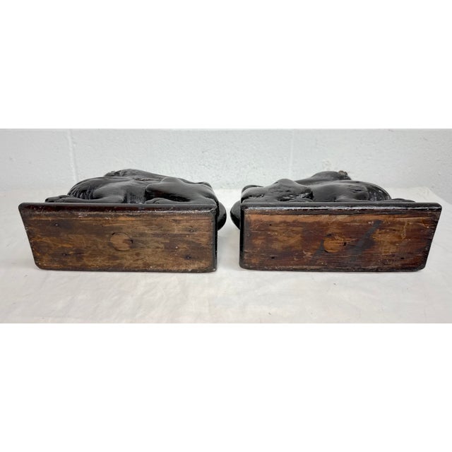 Pair of Antique 1800's Carved Wood Architectural Salvage Lion Sculpture Statue For Sale - Image 13 of 13
