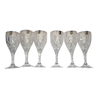 Gleneagles Lead Crystal Wine Glasses Made in Scotland in Box - Set of 6 For Sale