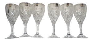 Gleneagles Lead Crystal Wine Glasses Made in Scotland in Box - Set of 6