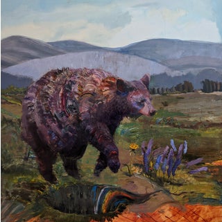 Bear I Am Afraid Of by Caitlin Hurd | Oil on canvas Bear walking through a vibrant landscape. For Sale