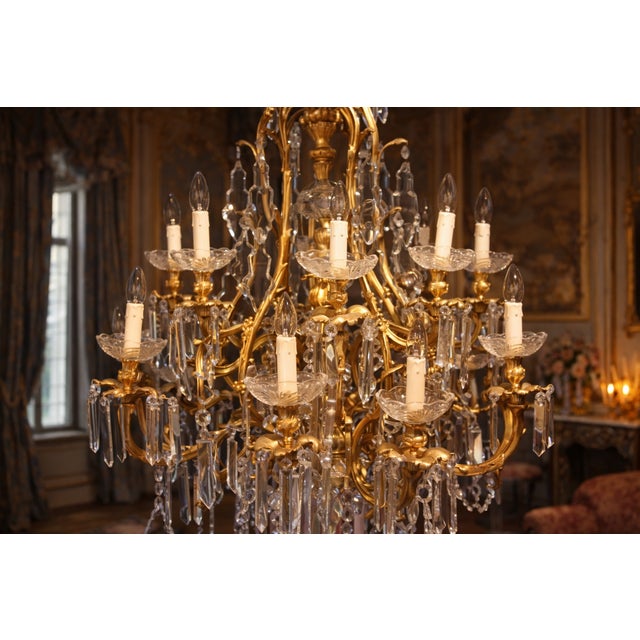 Metal Mid 20c French Artisan Louis XVI Gilt Bronze Chandelier For Sale - Image 7 of 15