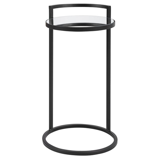 Modern Iron & Mirror Round Accent Table For Sale - Image 3 of 8
