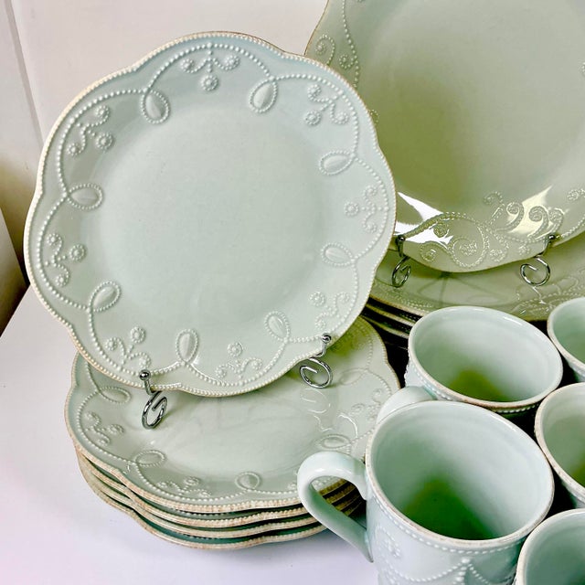 Early 21st Century Art Nouveau Americana Lenox French Perle Ironstone Dinnerware - Set of 23 For Sale - Image 5 of 18