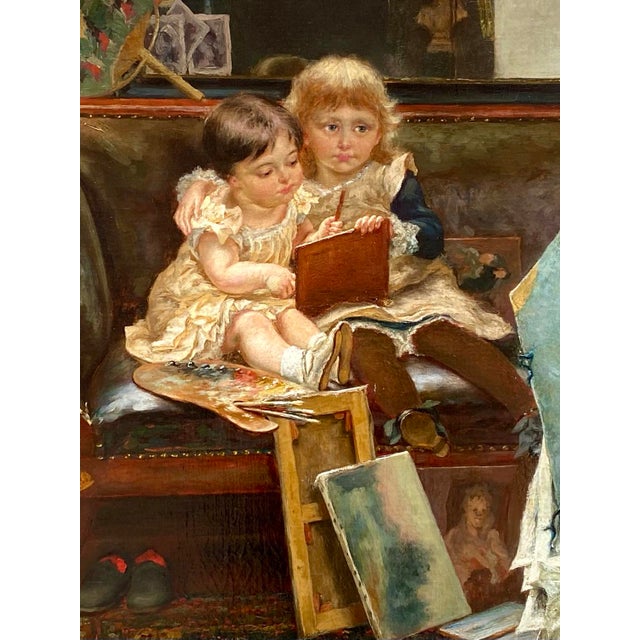 Late 19th Century Edgard Farasyn, The Mischievous Little Artists, 1881, Oil on Canvas For Sale - Image 5 of 13
