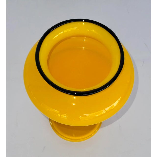 Modern Vintage Yellow and Applied Black Powolny Czech Art Glass Vase For Sale - Image 3 of 4