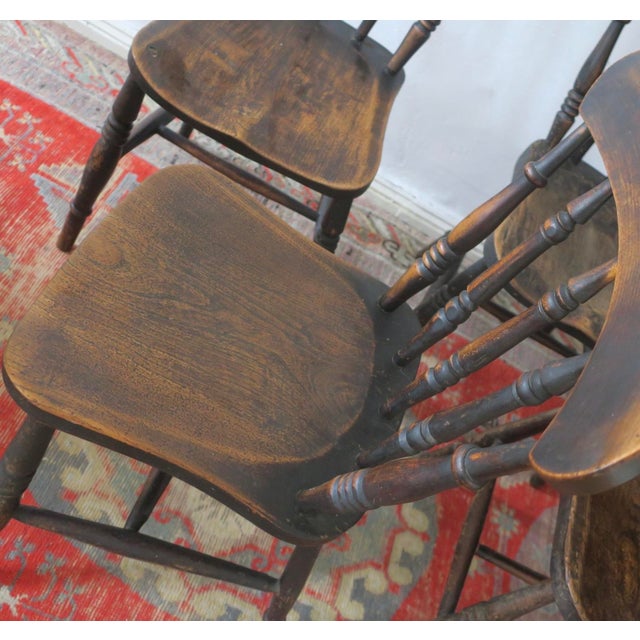 Wood Antique 19th Century Oak Farmhouse Dining Chairs, Set of 4 For Sale - Image 7 of 14