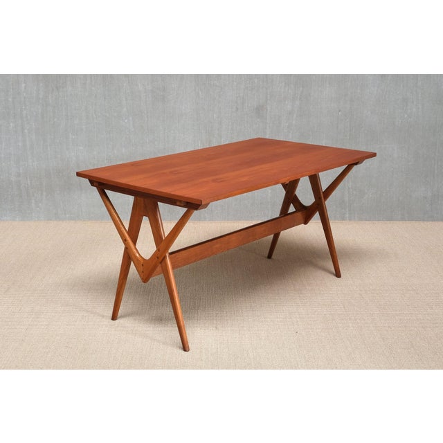 Wood Extendable Dining Table in Oak and Teak from Knud Mortensen, Denmark, 1955 For Sale - Image 7 of 18
