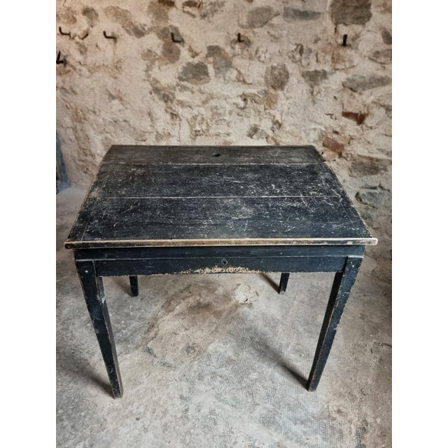 Antique French Black School Lift Top Desk, 1900s For Sale - Image 13 of 18