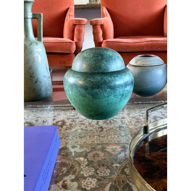 Art Deco Green Vase / Potiche Ikora Series, Paul Haustein, WMF Germany Ca. 1925 For Sale - Image 10 of 13
