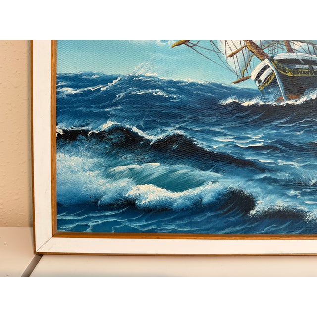 t.j. Lee Marine Seascape Oil Painting Tall Ships Ocean Waves Nautical Framed For Sale - Image 10 of 13