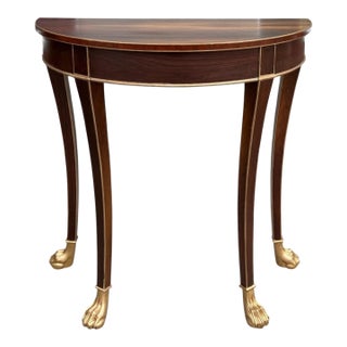 George III Style Burton-Ching Mahogany & Giltwood Console Table W Paw Feet For Sale