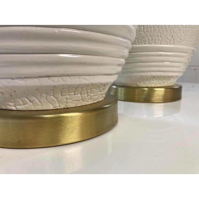 Ivory Pair of Vintage Ceramic Table Lamps For Sale - Image 8 of 8