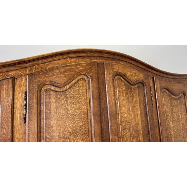 Wood Vintage French Louis XVI Style Carved Oak 4-Door Armoire For Sale - Image 7 of 11