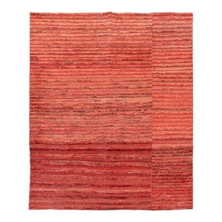 Modern Striped Pattern Red Carpet, 9' 8" X 8' 3.5" For Sale