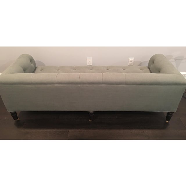 Custom Light Blue Tufted Settee Chairish