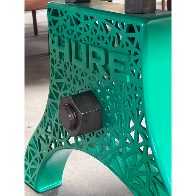 2020s Custom Table With Vintage Hure Cast Iron Base and New Walnut Top For Sale - Image 5 of 8