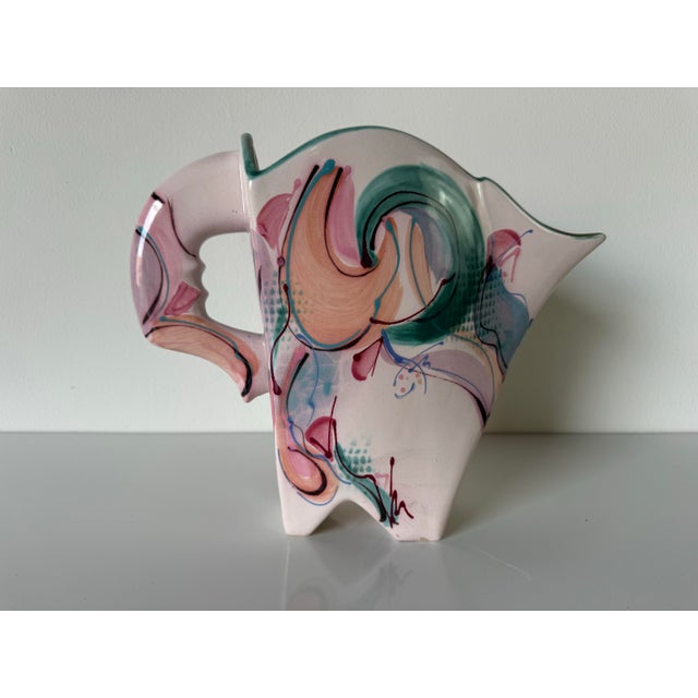 Vintage Sculptural Handmade and Painted Ceramic Vase For Sale - Image 4 of 12