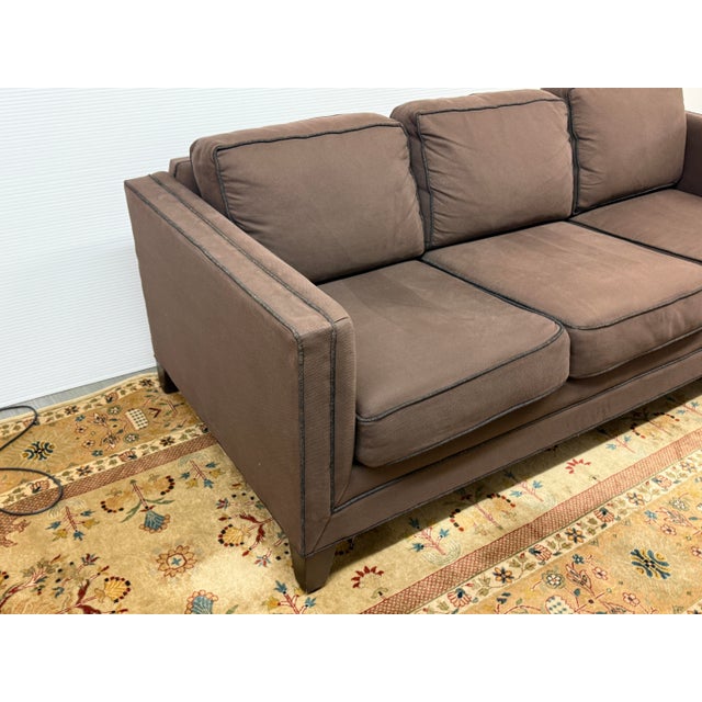 Contemporary Mitchell Gold + Bob Wiilliams Contrast Trim Sofa For Sale - Image 3 of 12